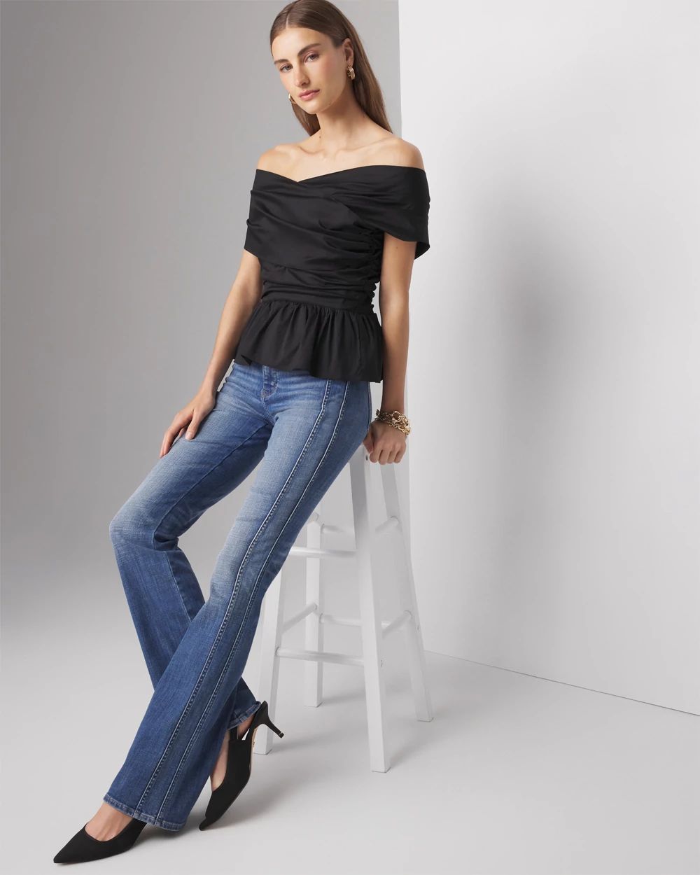 Mother OFF SHOULDER TOP 黒 Off Shoulder Mesh Top - Black – Apple Bottom Jeans